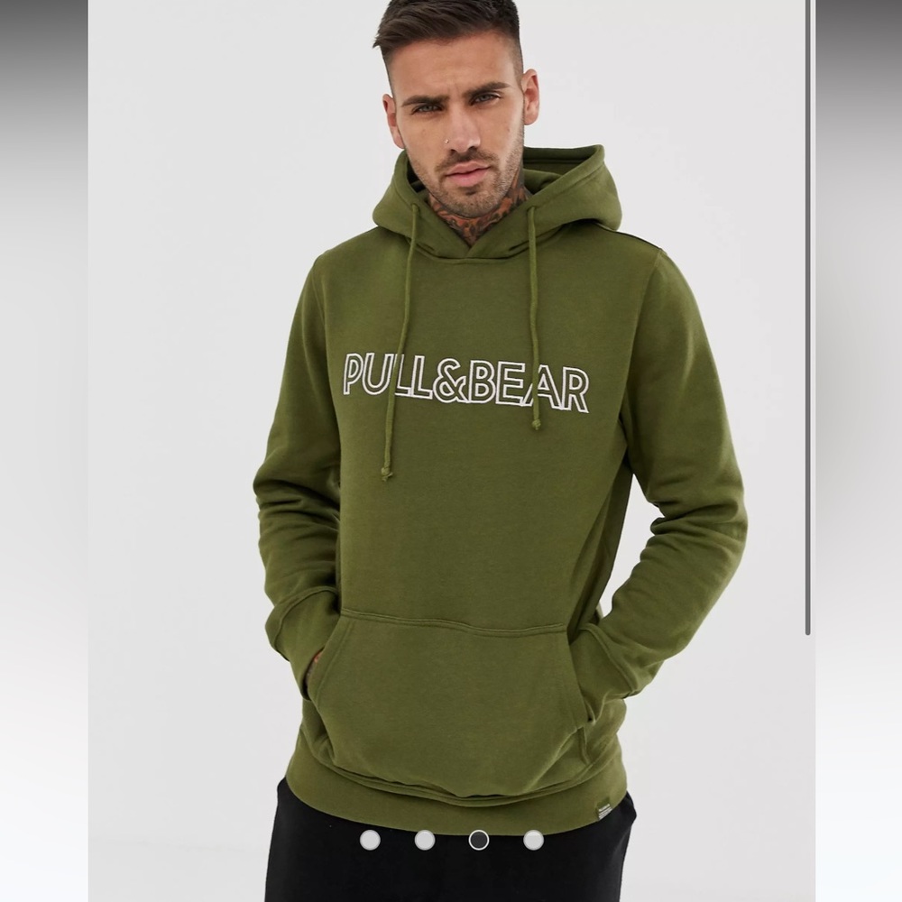PULL AND BEAR KHAKI GREEN HOODIE SIZE SMALL